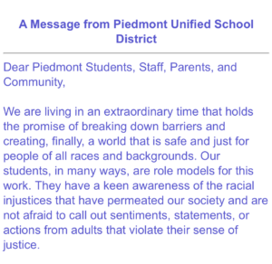 superintendent implication ensues piedmont uproar unified chauvin separates trial district support wording