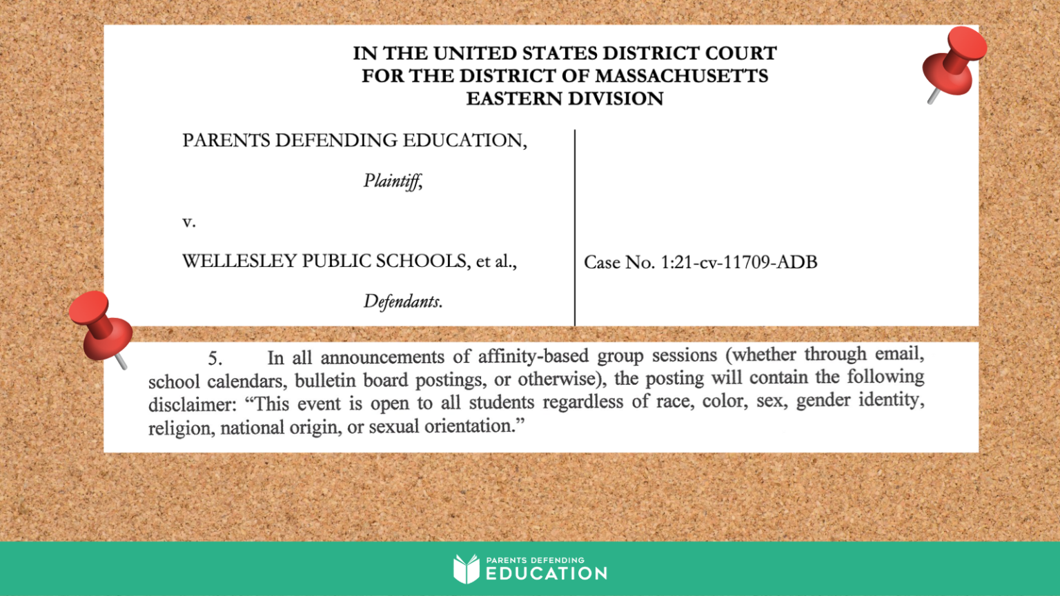 PDE Settles Lawsuit Against Wellesley Public Schools Parents