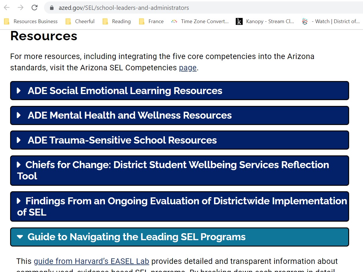 Arizona Department of Education’s Website Features “Navigating SEL from 