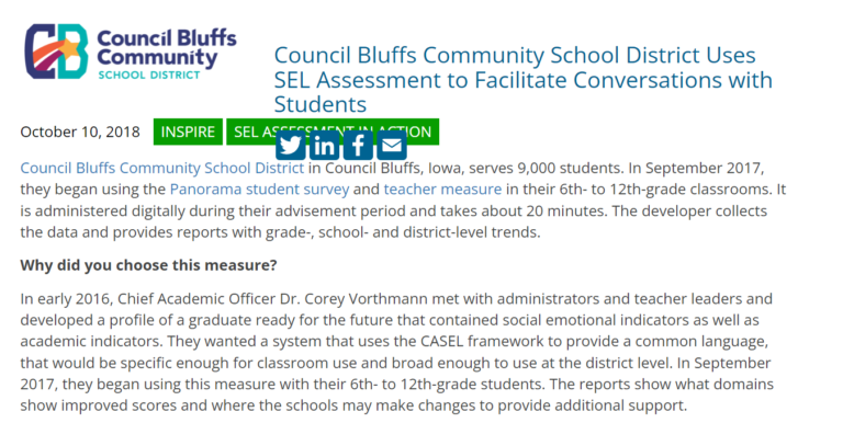 Council Bluffs Community School District Used CASEL’s Social Emotional 